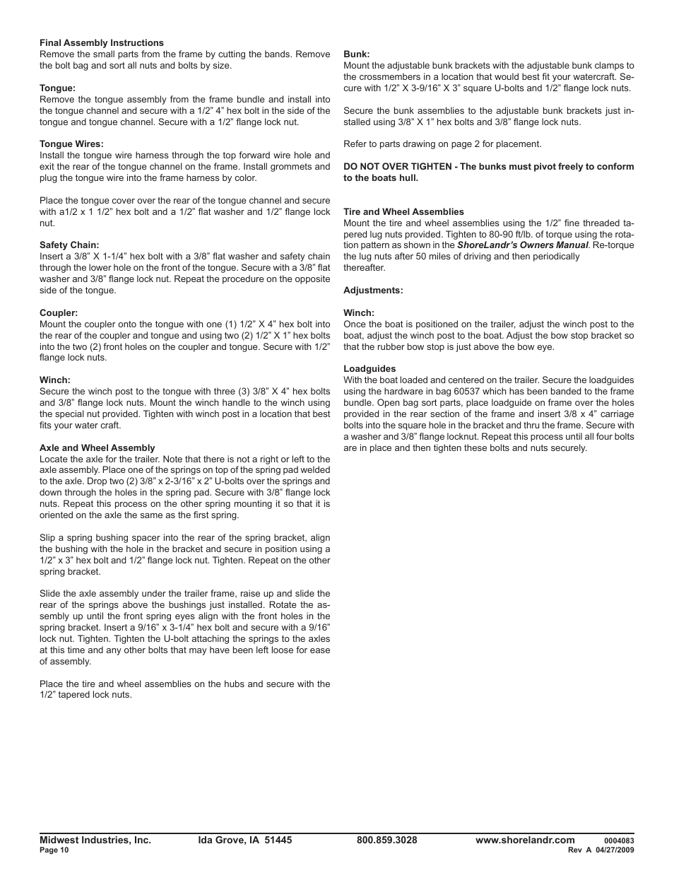 ShoreLand'r SMV15 V.2 User Manual | Page 10 / 10