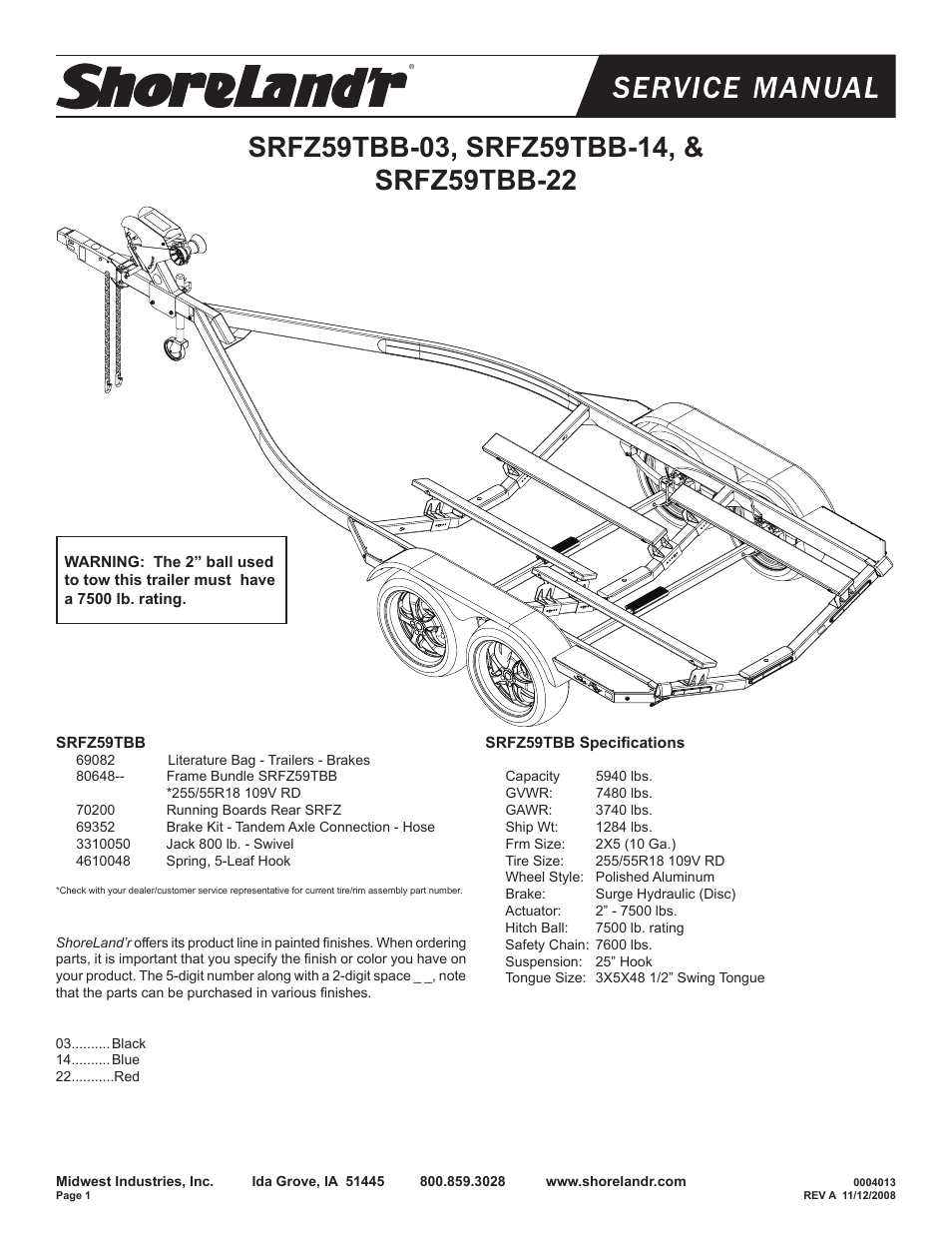 ShoreLand'r SRFZ59TBB User Manual | 9 pages