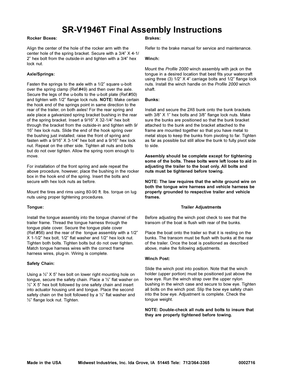Sr-v1946t final assembly instructions | ShoreLand'r SR-V1946T User Manual | Page 4 / 4
