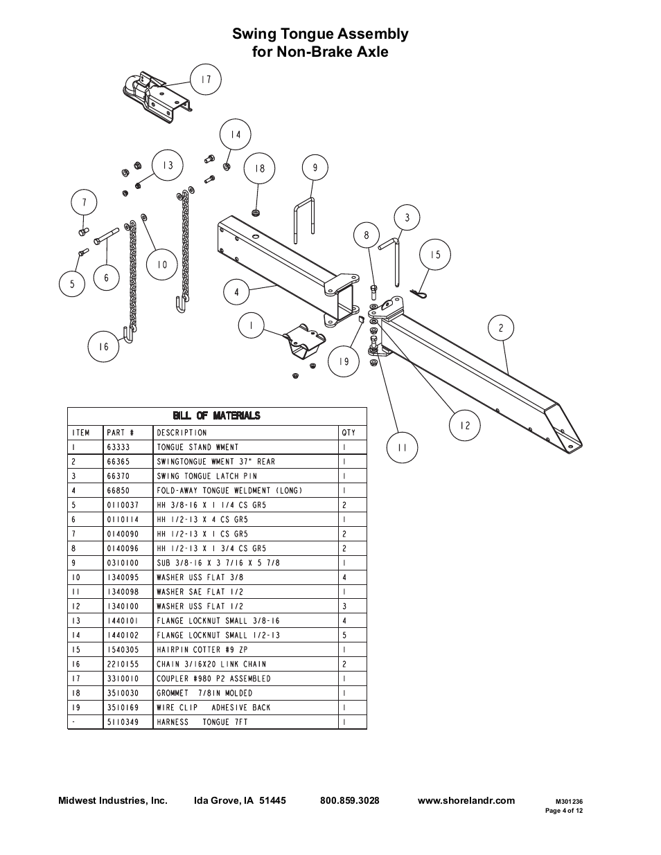 Swing tongue assembly for non-brake axle | ShoreLand'r SRV24 V.1 User Manual | Page 4 / 12
