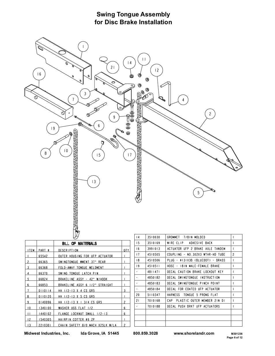 Swing tongue assembly for disc brake installation | ShoreLand'r SRV24 V.1 User Manual | Page 6 / 12