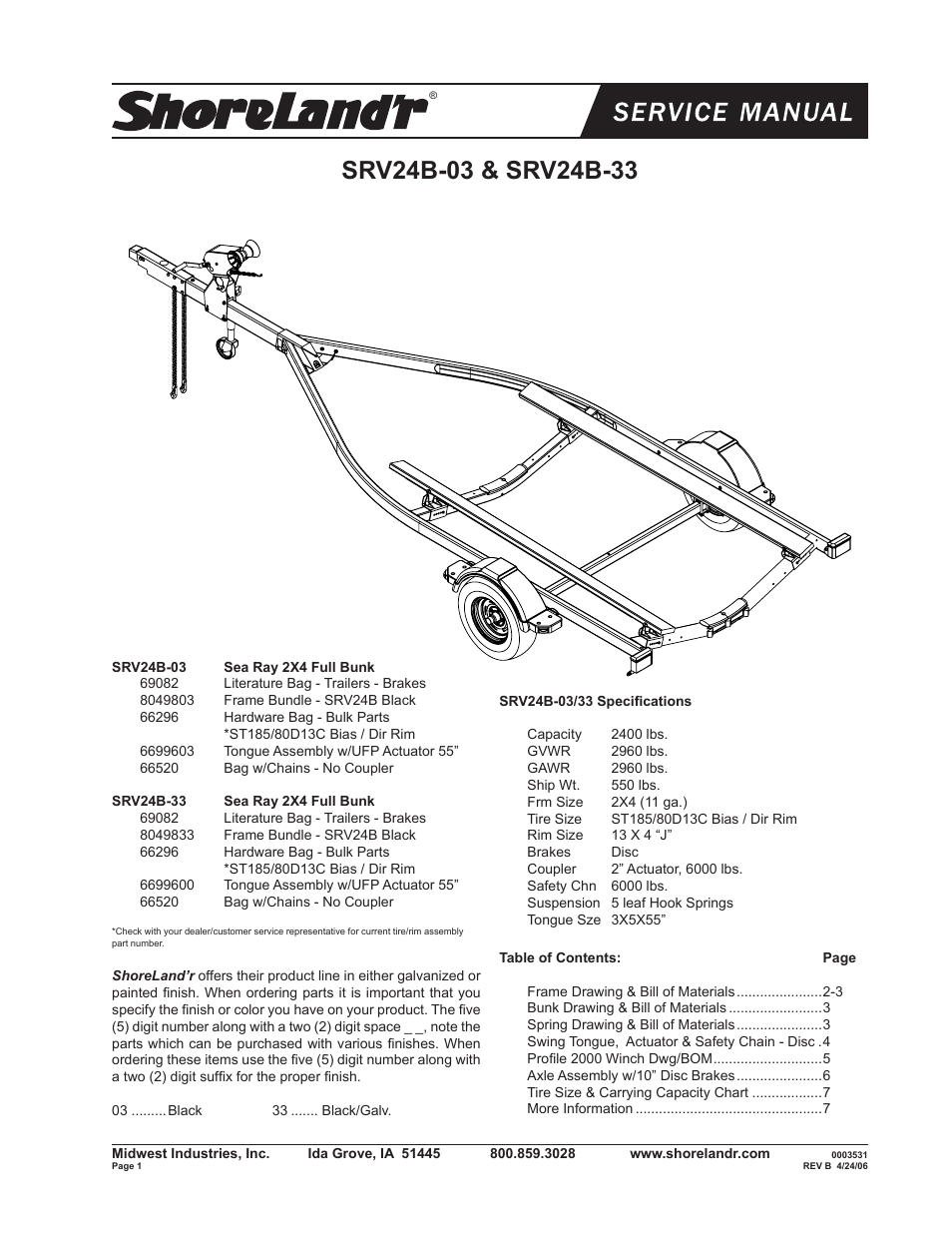 ShoreLand'r SRV24B User Manual | 8 pages
