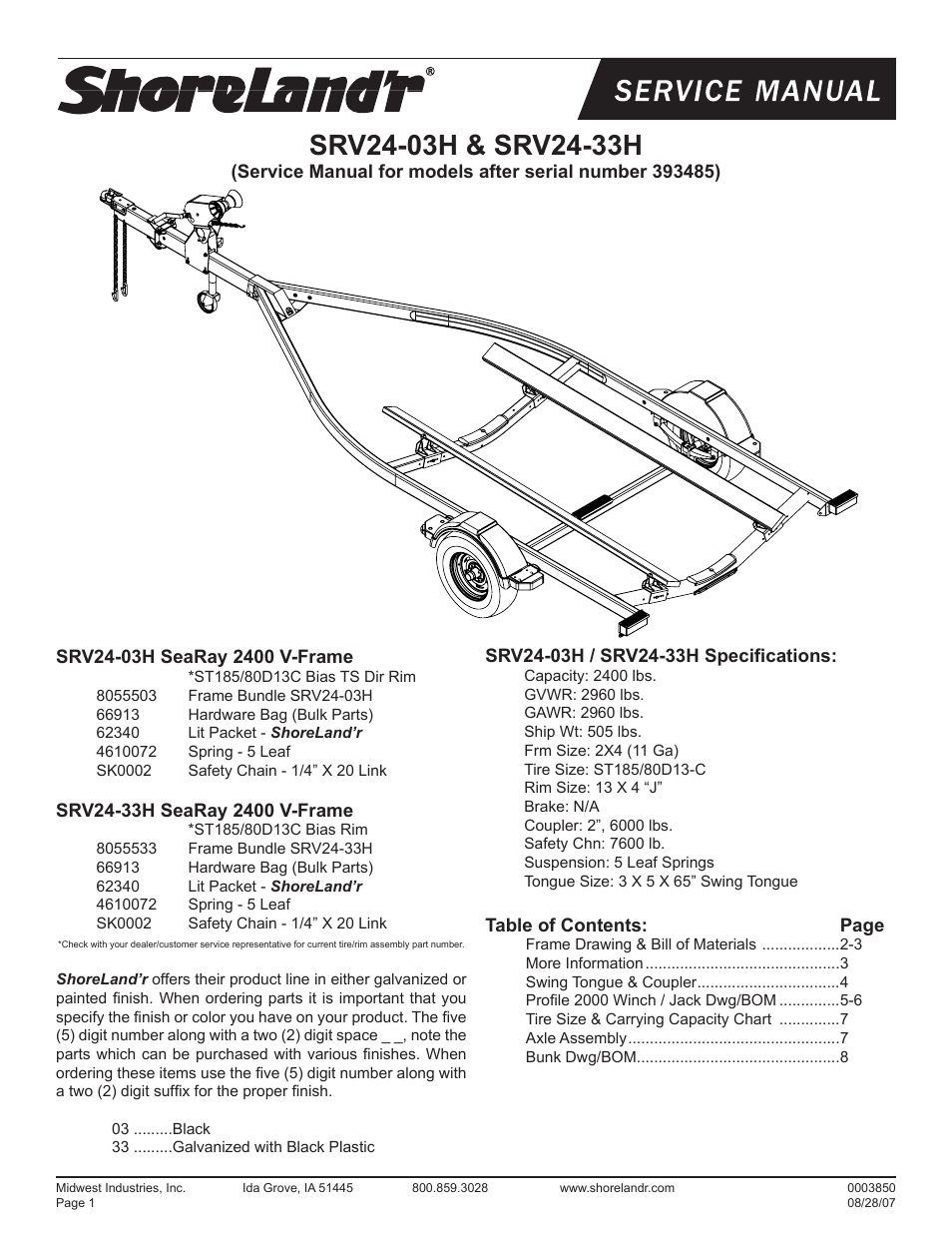 ShoreLand'r SRV24-H V.1 User Manual | 8 pages