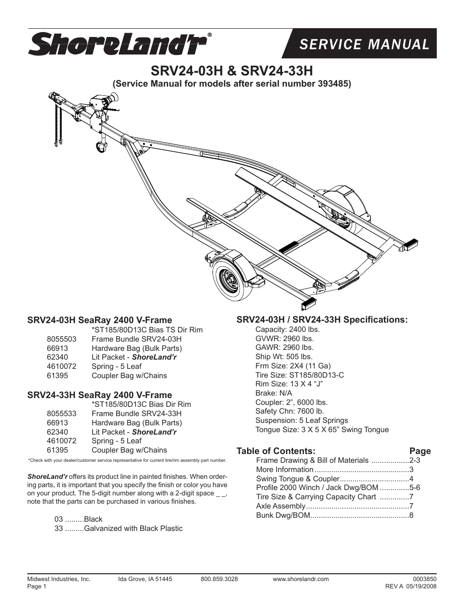ShoreLand'r SRV24-H V.2 User Manual | 8 pages