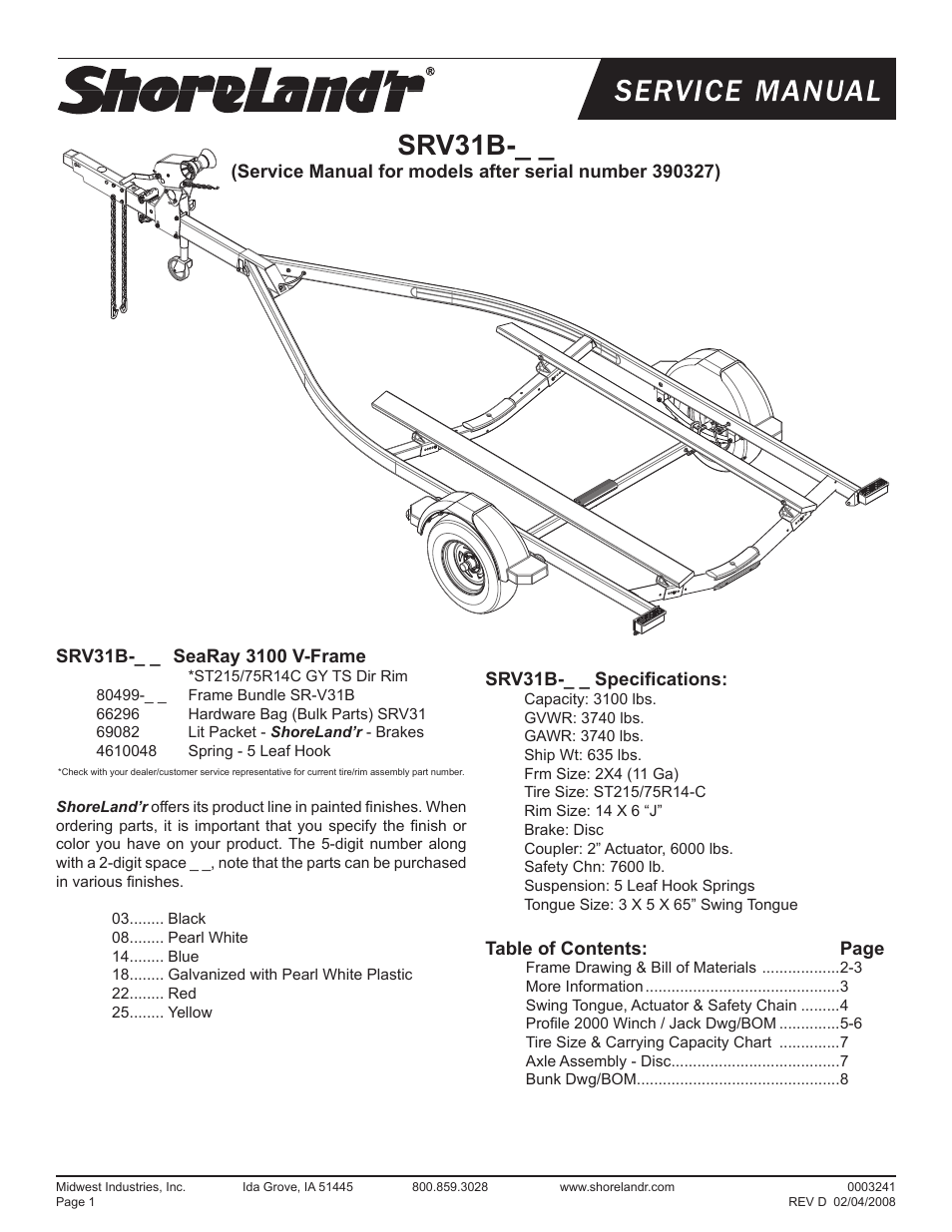 ShoreLand'r SRV31B V.2 User Manual | 8 pages