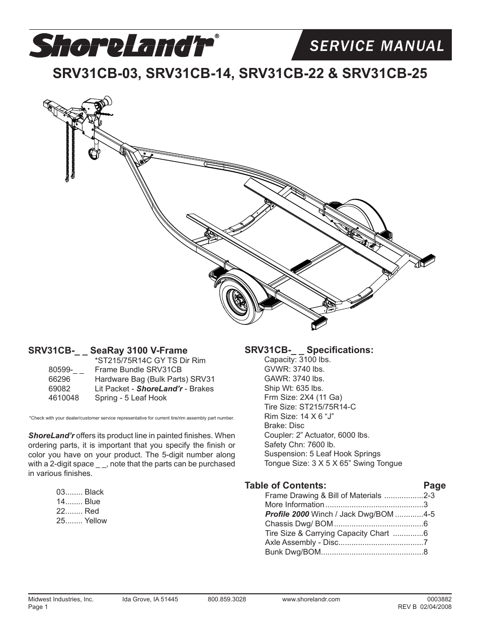 ShoreLand'r SRV31CB User Manual | 8 pages