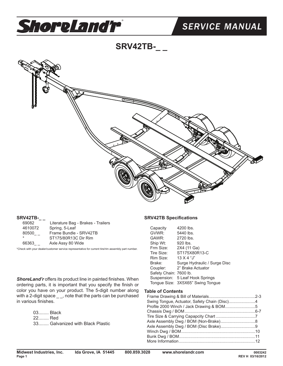 ShoreLand'r SRV42TB V.1 User Manual | 12 pages