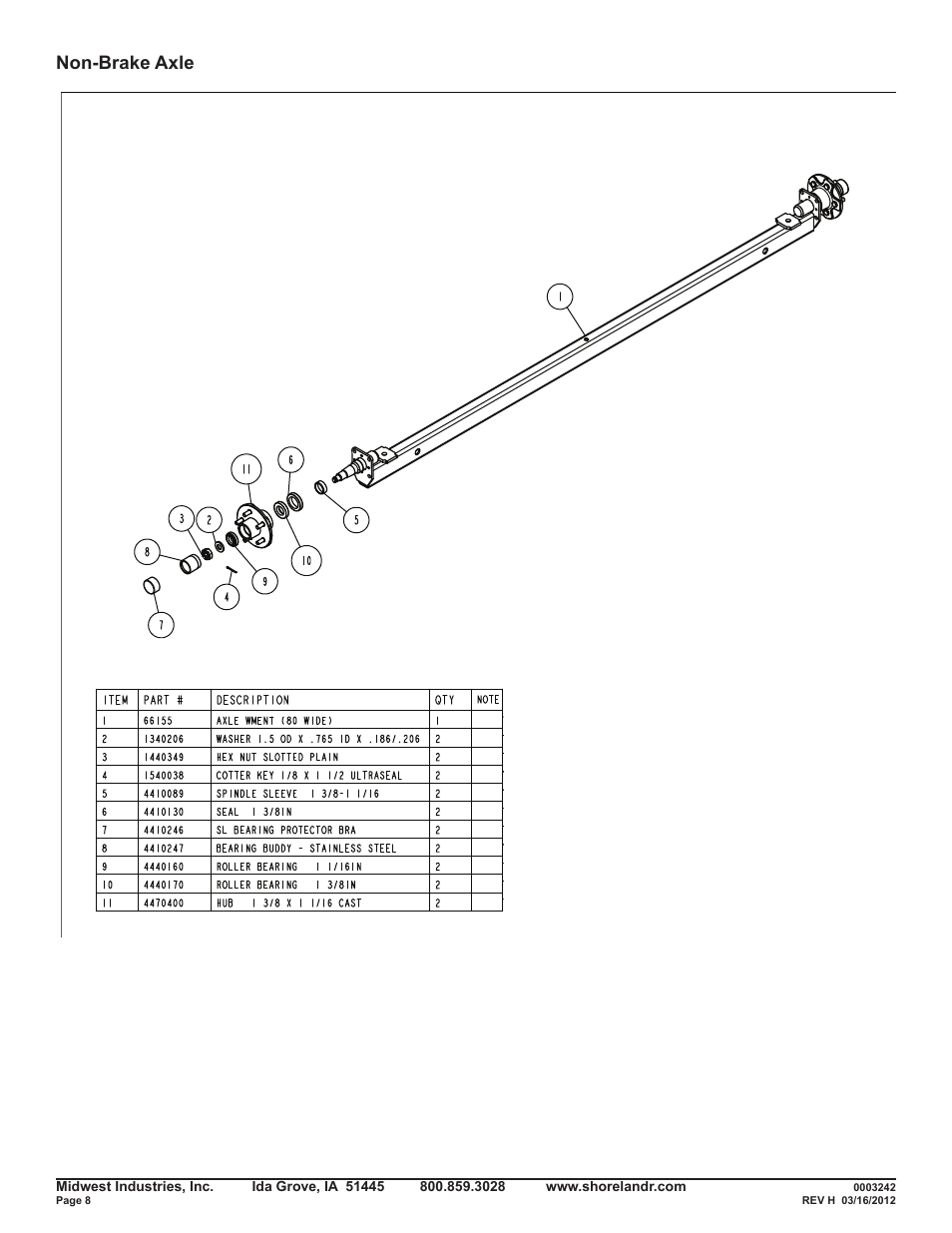 Non-brake axle | ShoreLand'r SRV42TB V.1 User Manual | Page 8 / 12