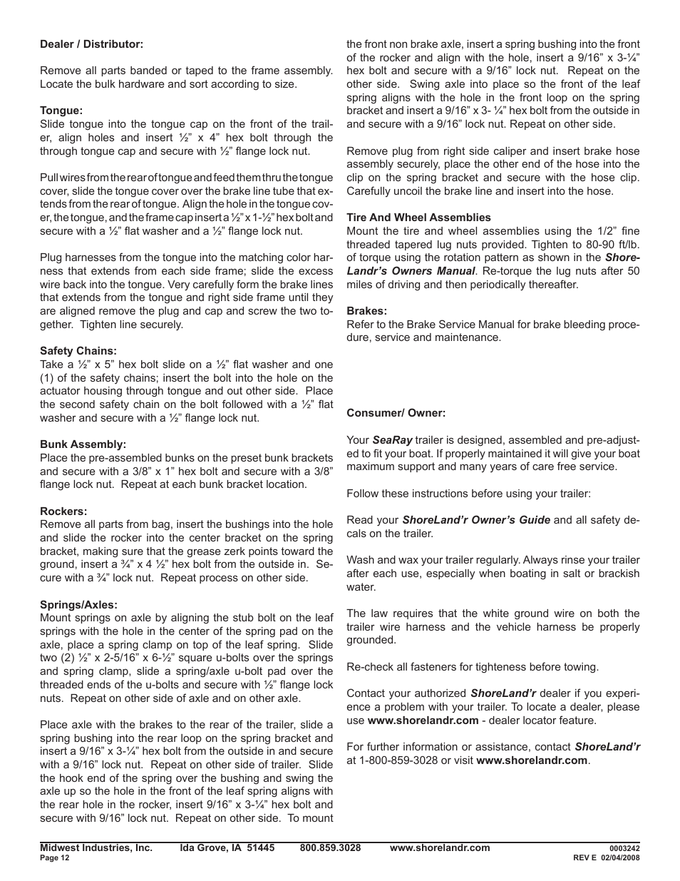 ShoreLand'r SRV42TB V.2 User Manual | Page 12 / 12