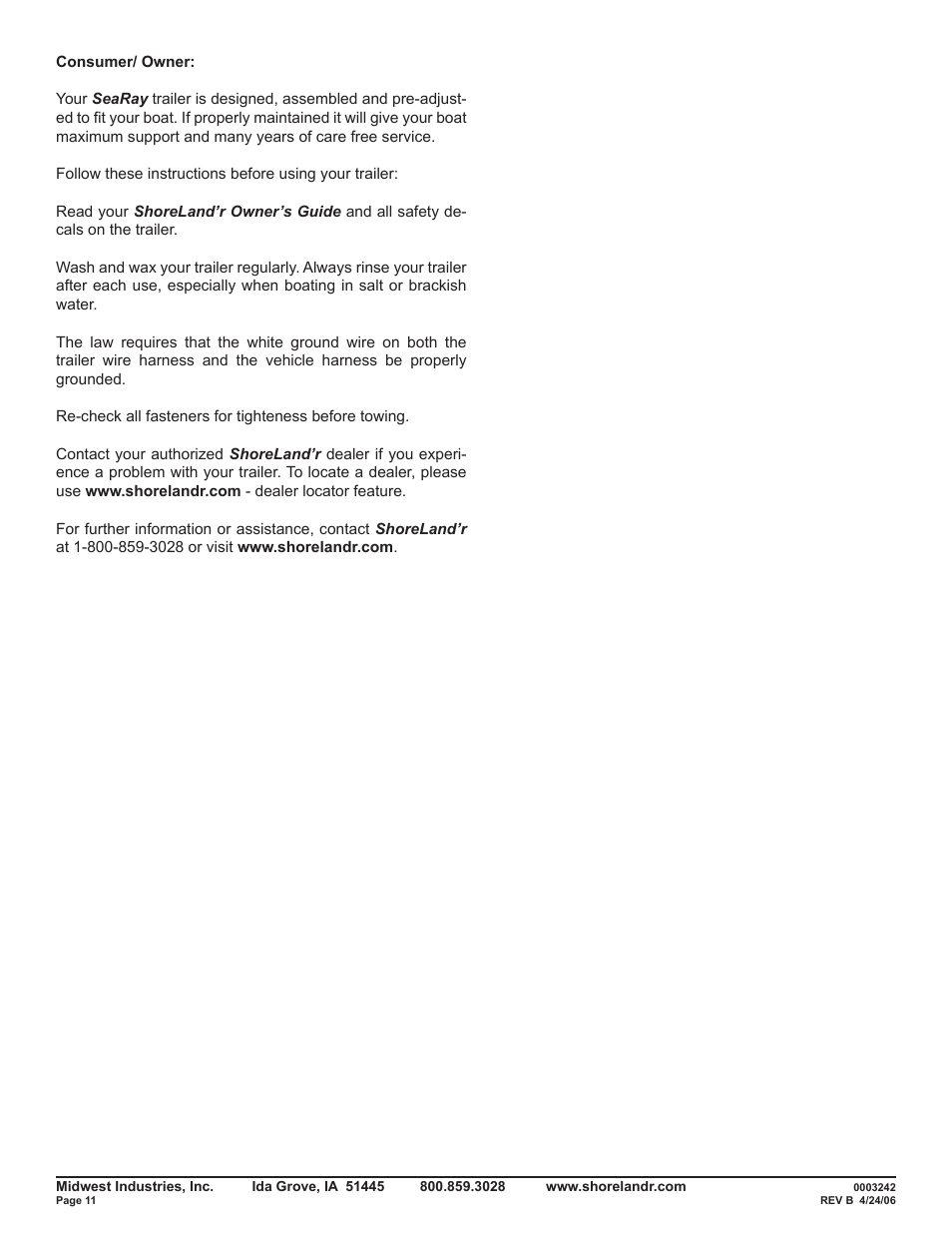 ShoreLand'r SRV42TB V.3 User Manual | Page 11 / 12
