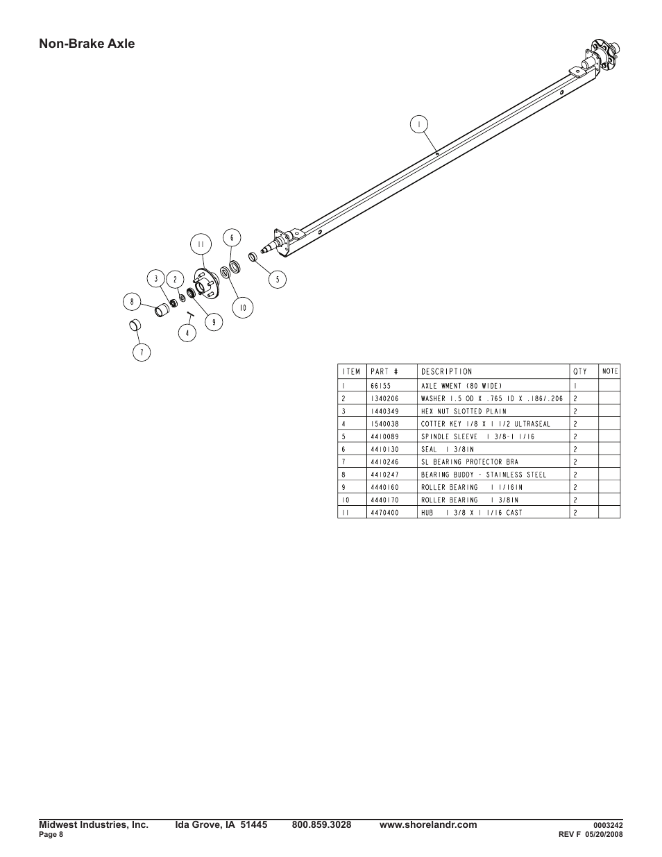 Non-brake axle | ShoreLand'r SRV42TB V.4 User Manual | Page 8 / 12