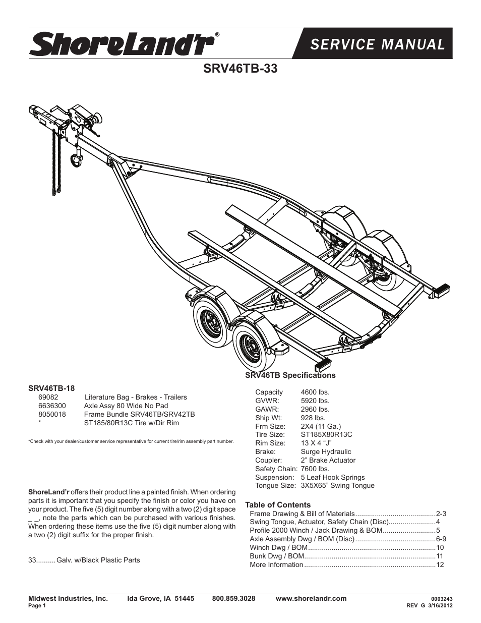 ShoreLand'r SRV46TB V.1 User Manual | 12 pages