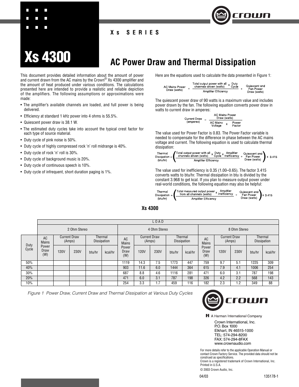 Crown Audio 4300 User Manual | 1 page