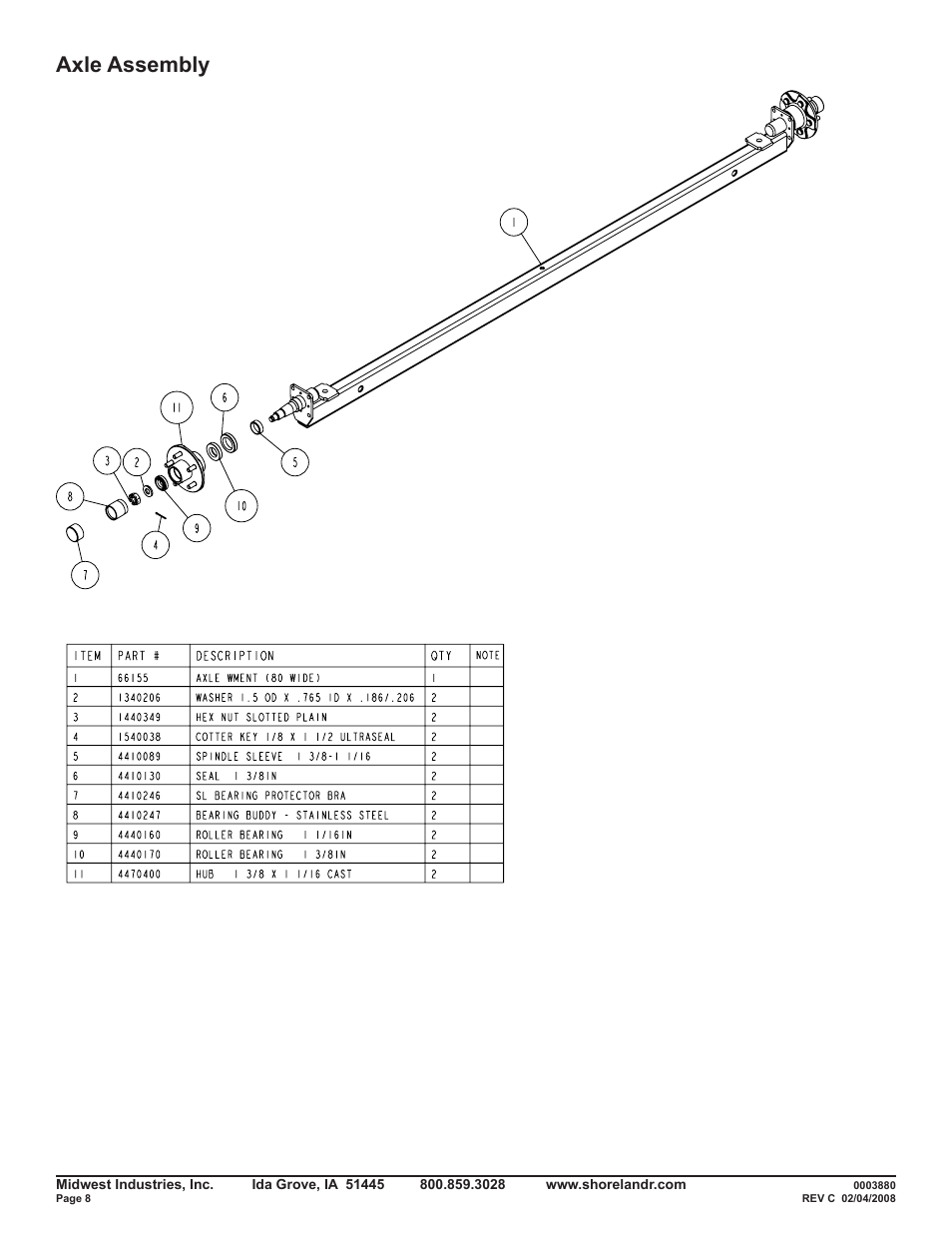 Axle assembly | ShoreLand'r SRV46TBA V.2 User Manual | Page 8 / 10