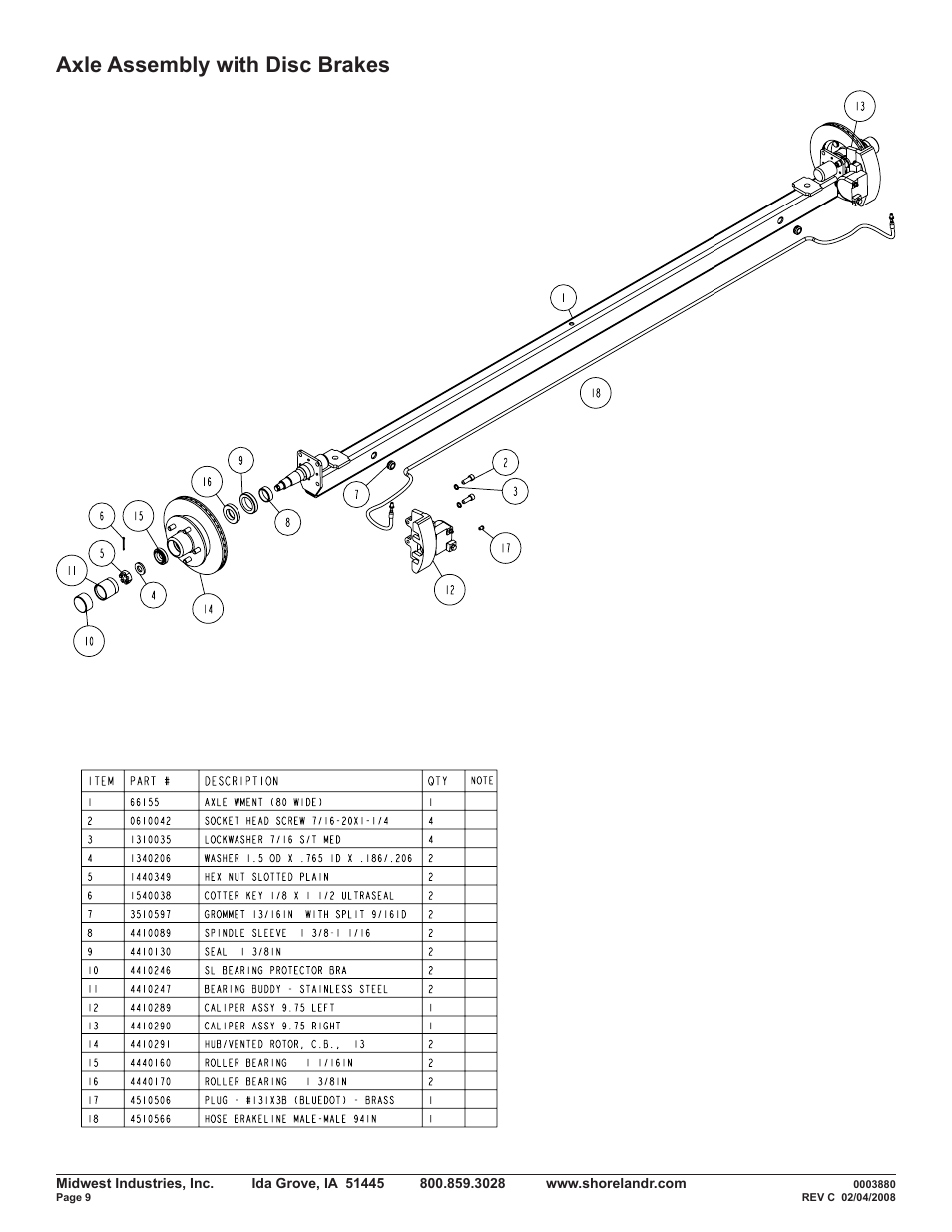 Axle assembly with disc brakes | ShoreLand'r SRV46TBA V.2 User Manual | Page 9 / 10