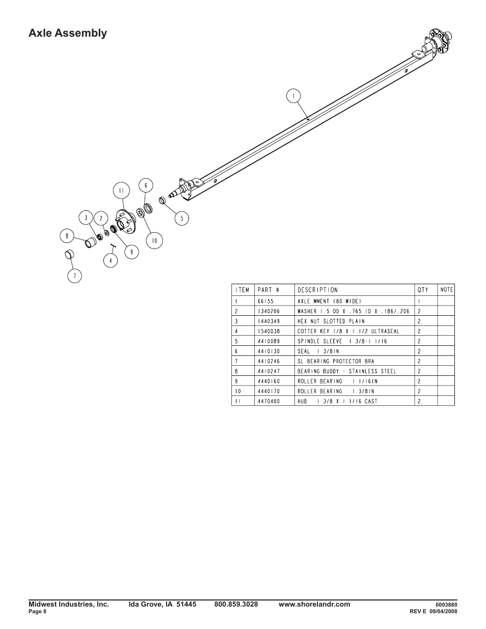 Axle assembly | ShoreLand'r SRV46TBA V.3 User Manual | Page 8 / 10