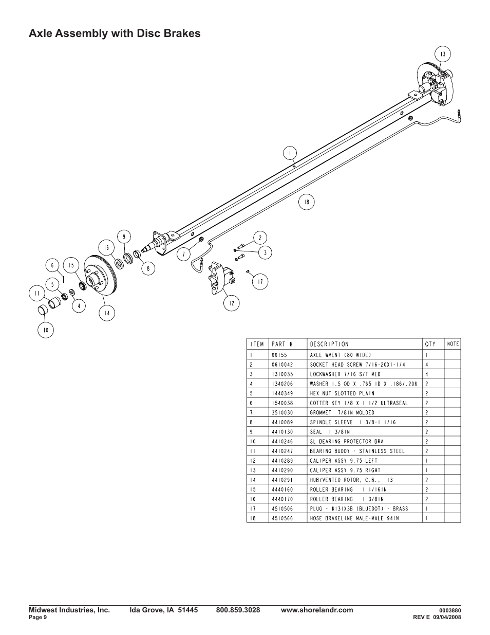 Axle assembly with disc brakes | ShoreLand'r SRV46TBA V.3 User Manual | Page 9 / 10