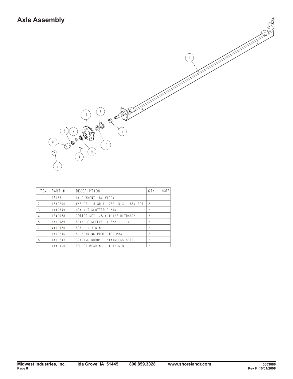 Axle assembly | ShoreLand'r SRV46TBA V.4 User Manual | Page 8 / 10