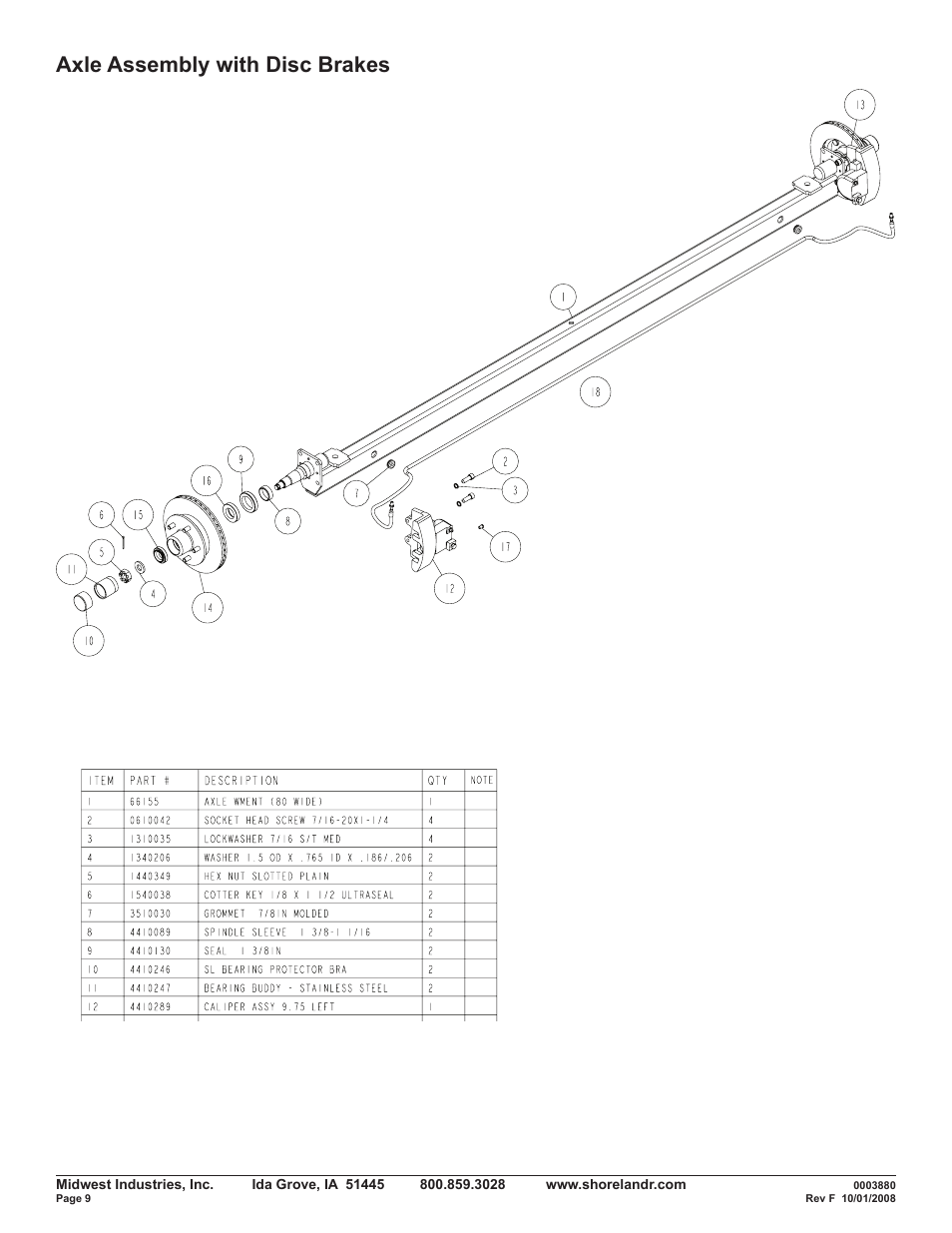 Axle assembly with disc brakes | ShoreLand'r SRV46TBA V.4 User Manual | Page 9 / 10