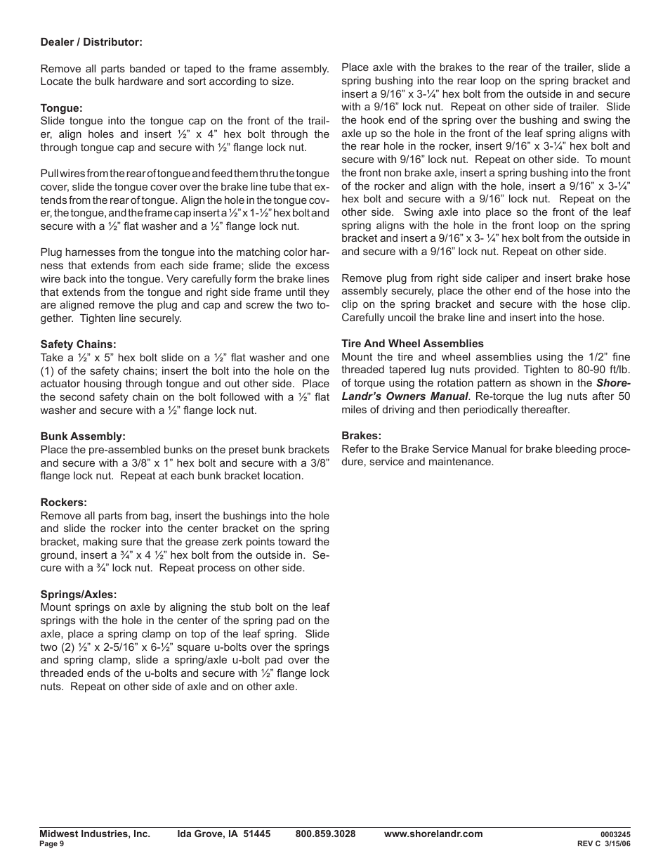 ShoreLand'r SRV46TBAL User Manual | Page 9 / 10
