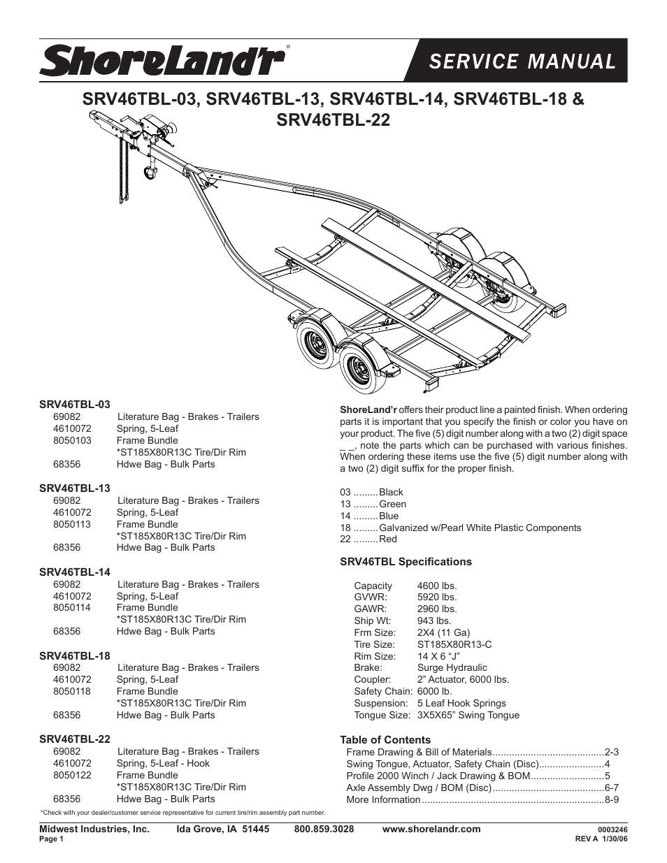 ShoreLand'r SRV46TBL User Manual | 10 pages