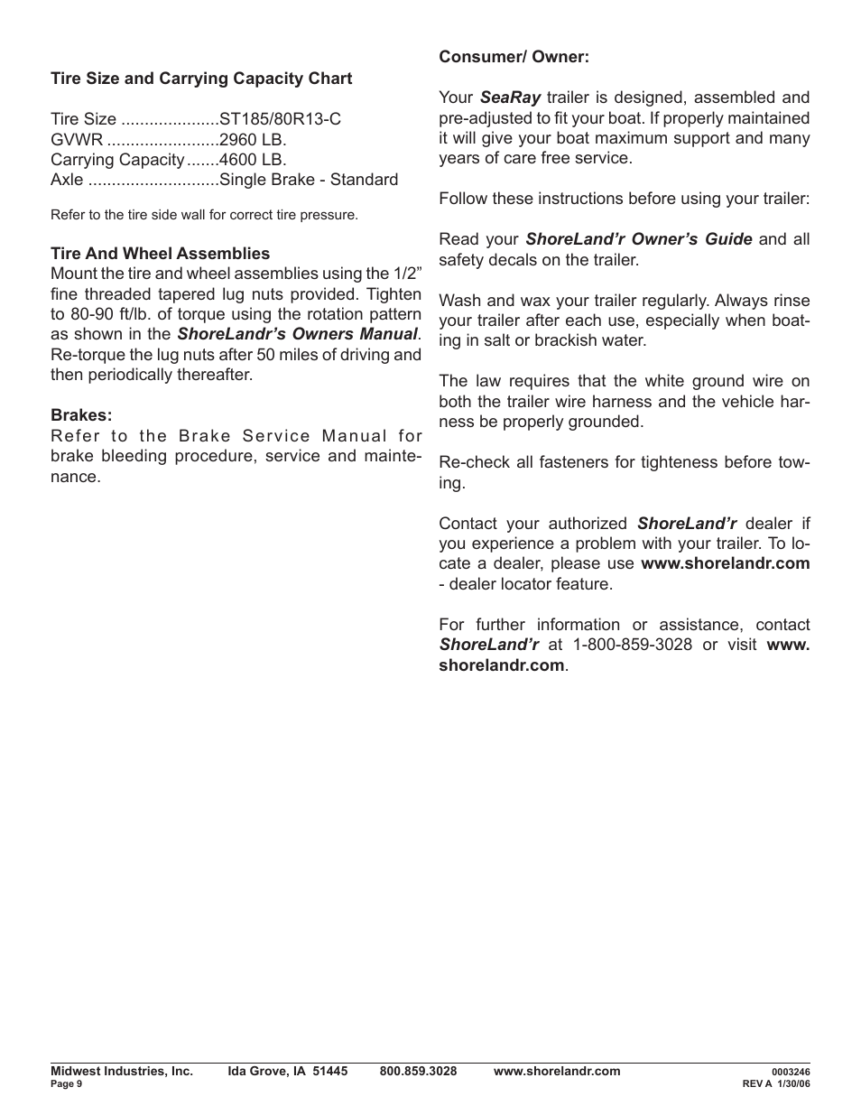 ShoreLand'r SRV46TBL User Manual | Page 9 / 10