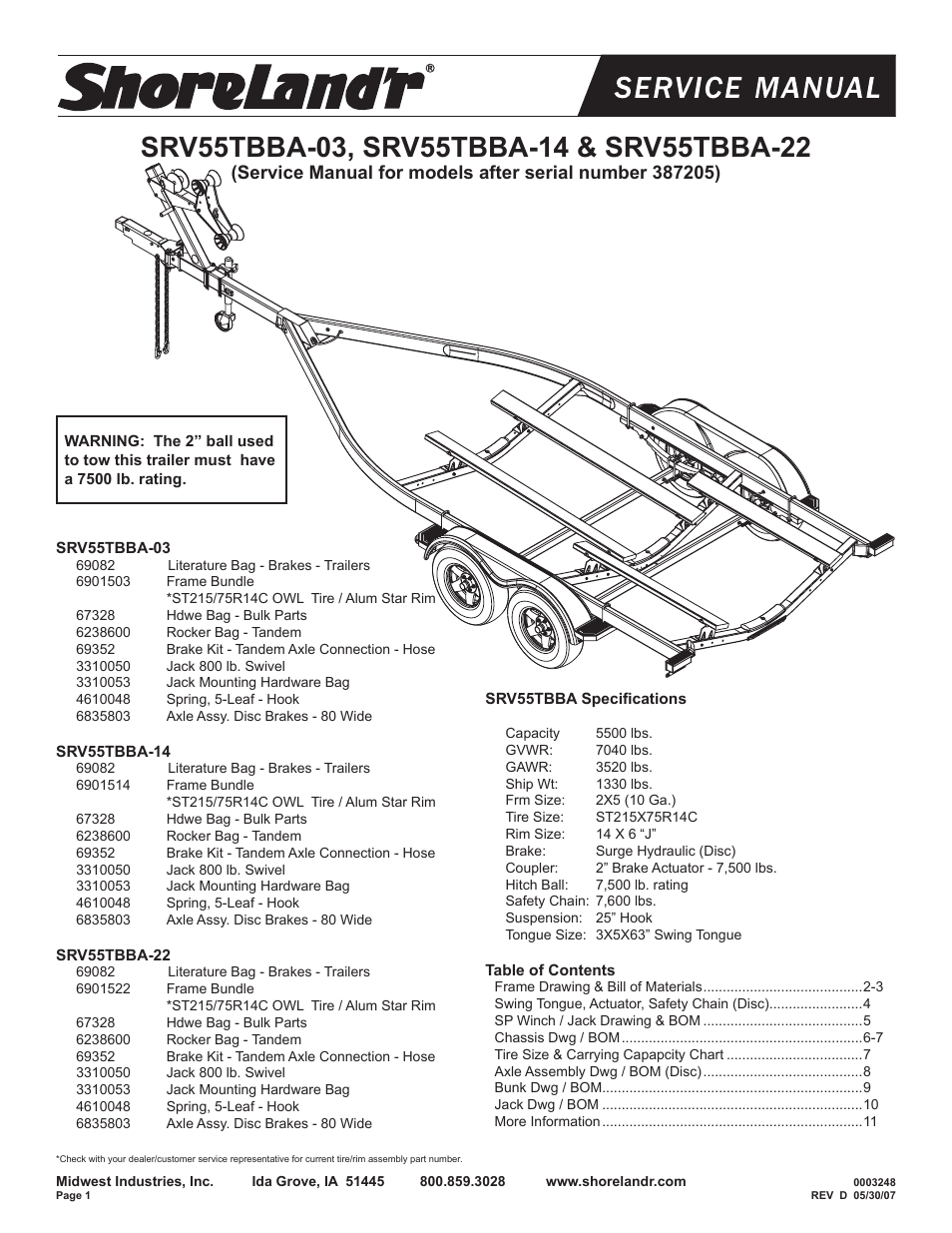 ShoreLand'r SRV55TBBA User Manual | 12 pages