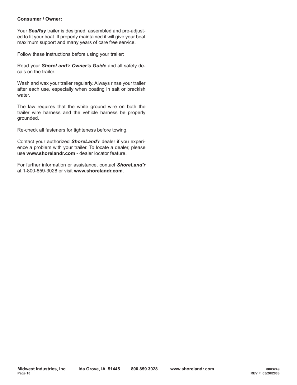 ShoreLand'r SRV58TBBAL V.1 User Manual | Page 10 / 10