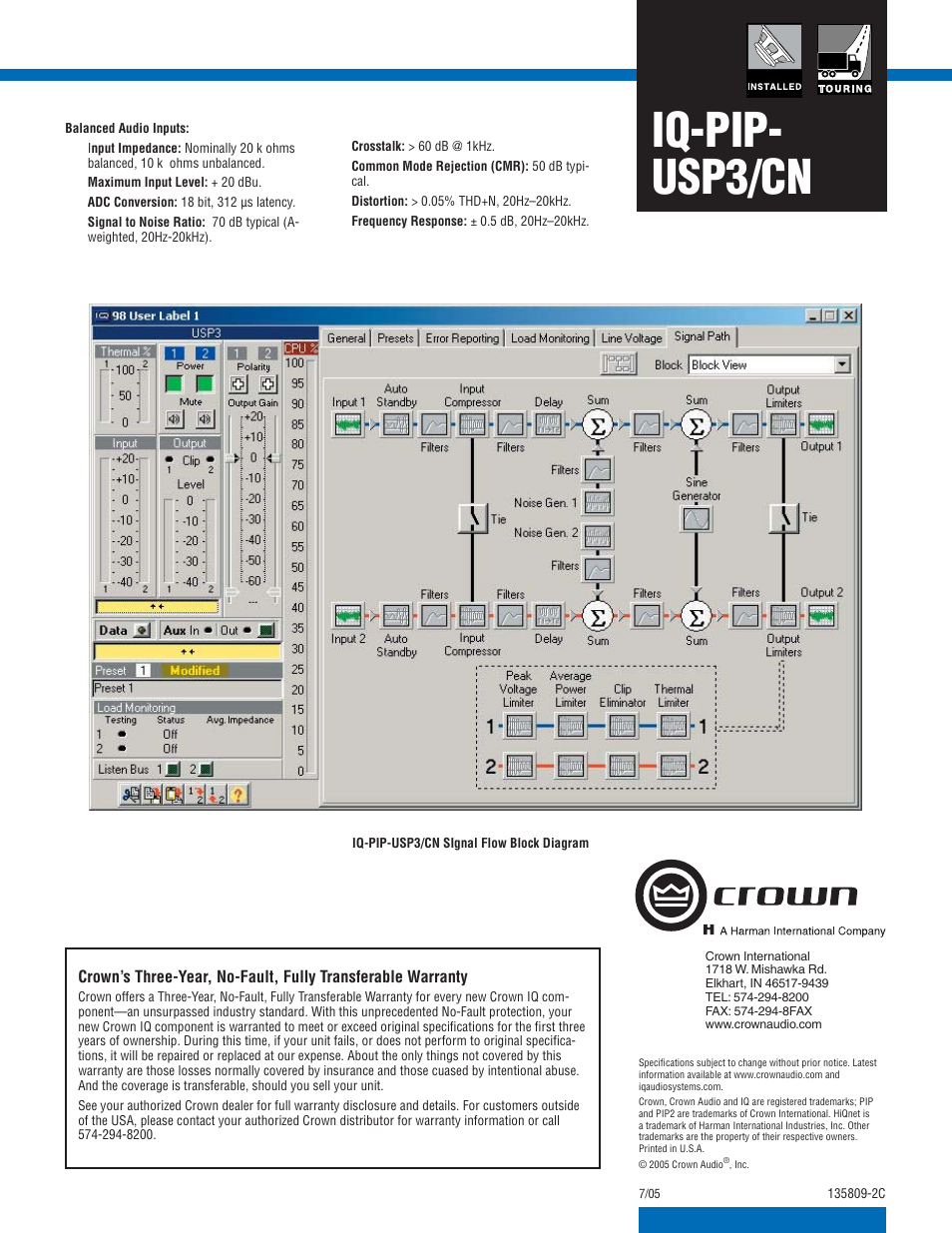 Iq-pip- usp3/cn | Crown Audio IQ-PIP USP3/CN User Manual | Page 2 / 2