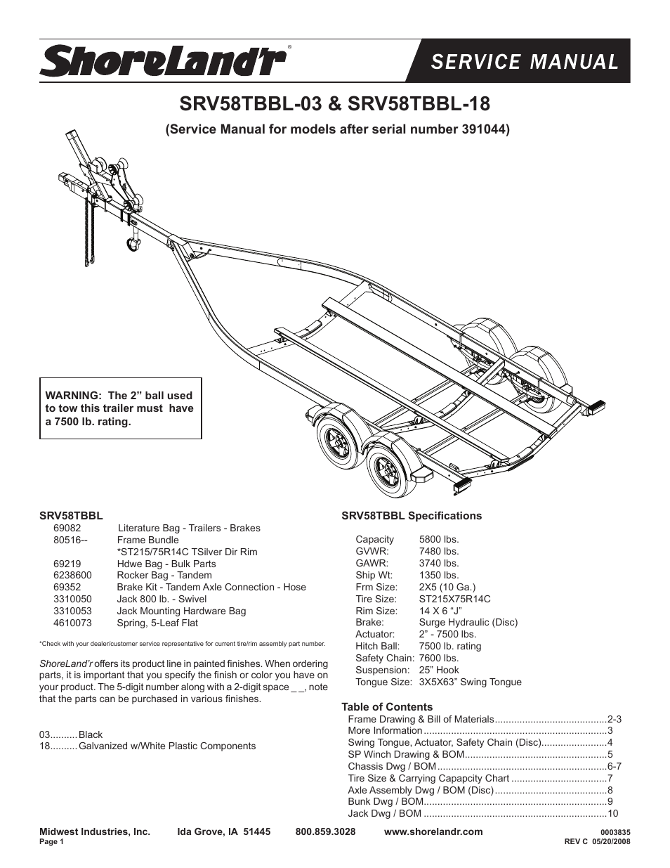 ShoreLand'r SRV58TBBL V.2 User Manual | 10 pages