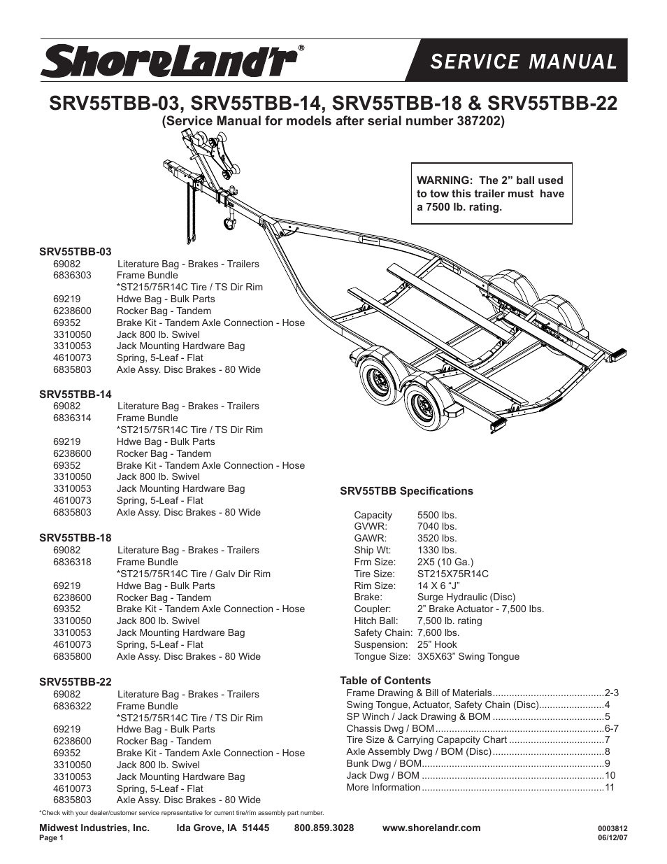 ShoreLand'r SRV55TBB User Manual | 12 pages