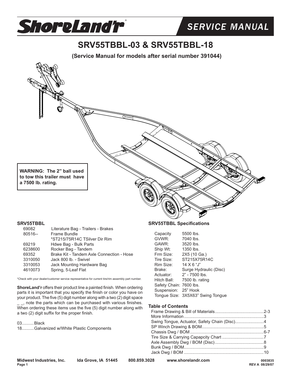 ShoreLand'r SRV55TBBL User Manual | 10 pages