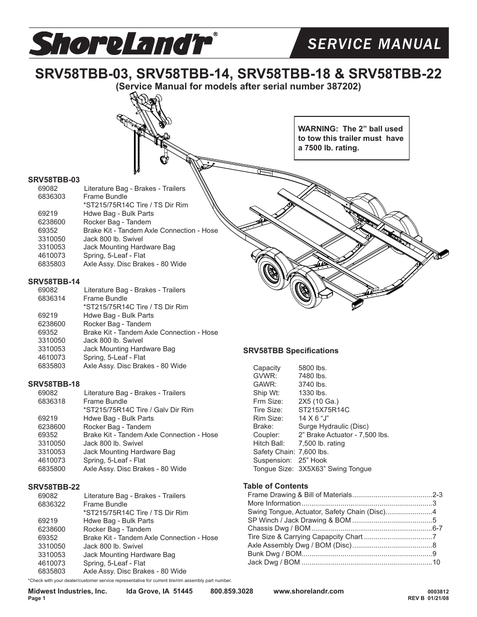 ShoreLand'r SRV58TBB User Manual | 10 pages