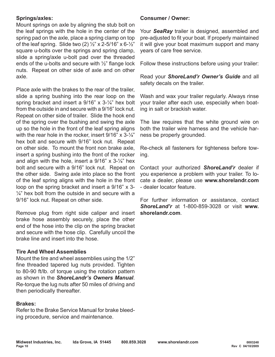 ShoreLand'r SRV59TBBA User Manual | Page 10 / 10