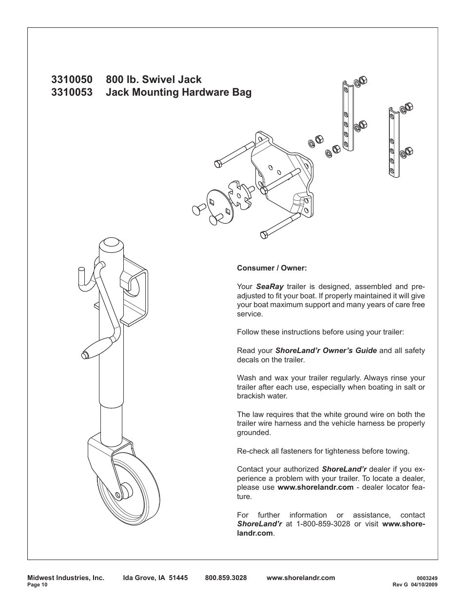 ShoreLand'r SRV59TBBAL User Manual | Page 10 / 10