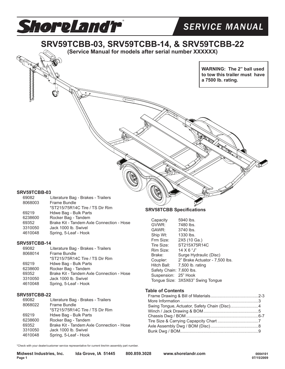 ShoreLand'r SRV59TCBB User Manual | 9 pages