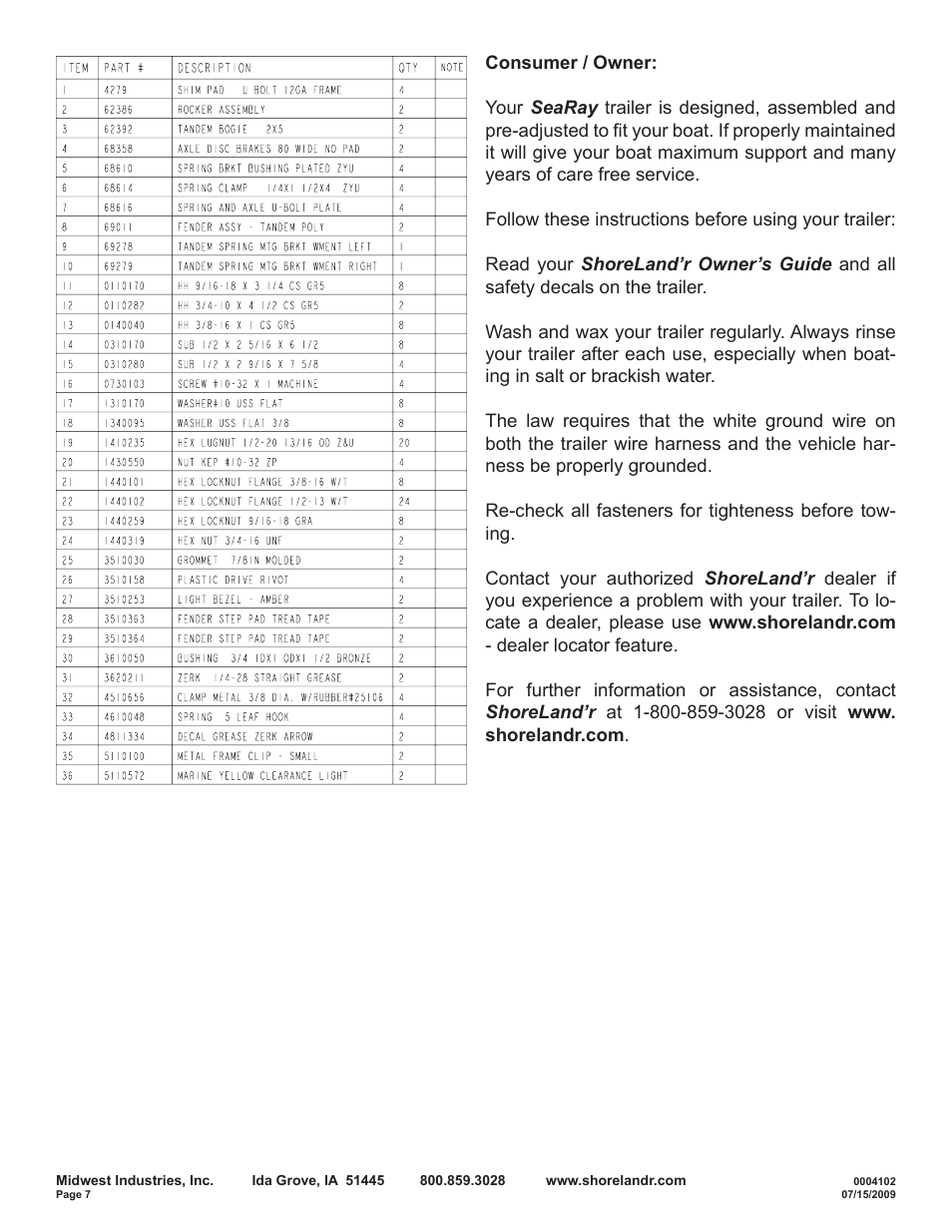 ShoreLand'r SRV59TCBBA User Manual | Page 7 / 9