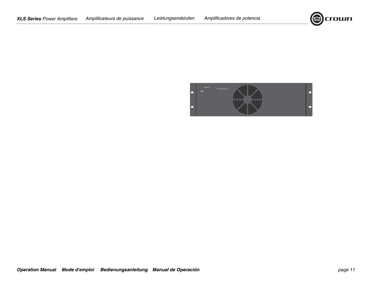 Crown Audio XLS 5000 User Manual | Page 11 / 40