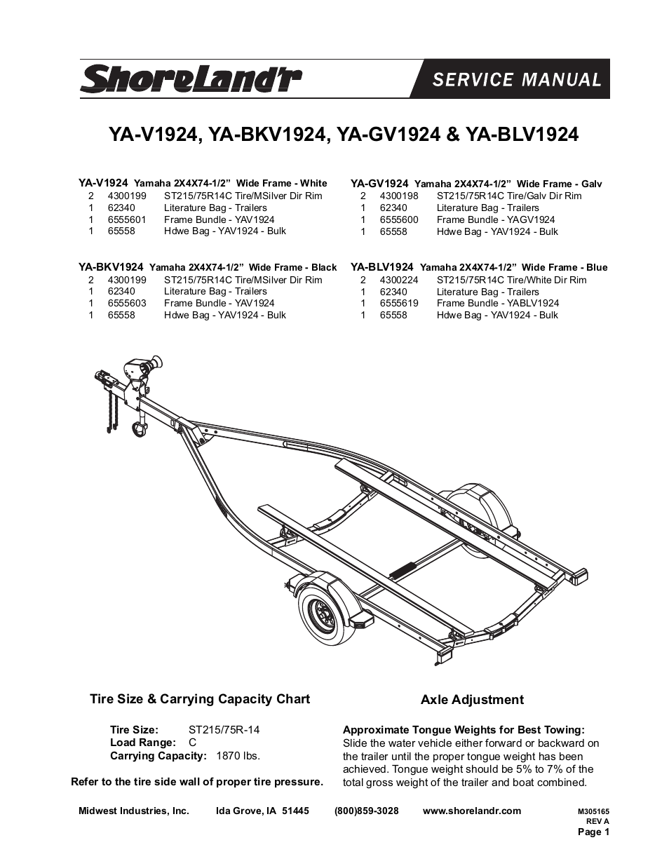 ShoreLand'r YA-V1924 User Manual | 8 pages
