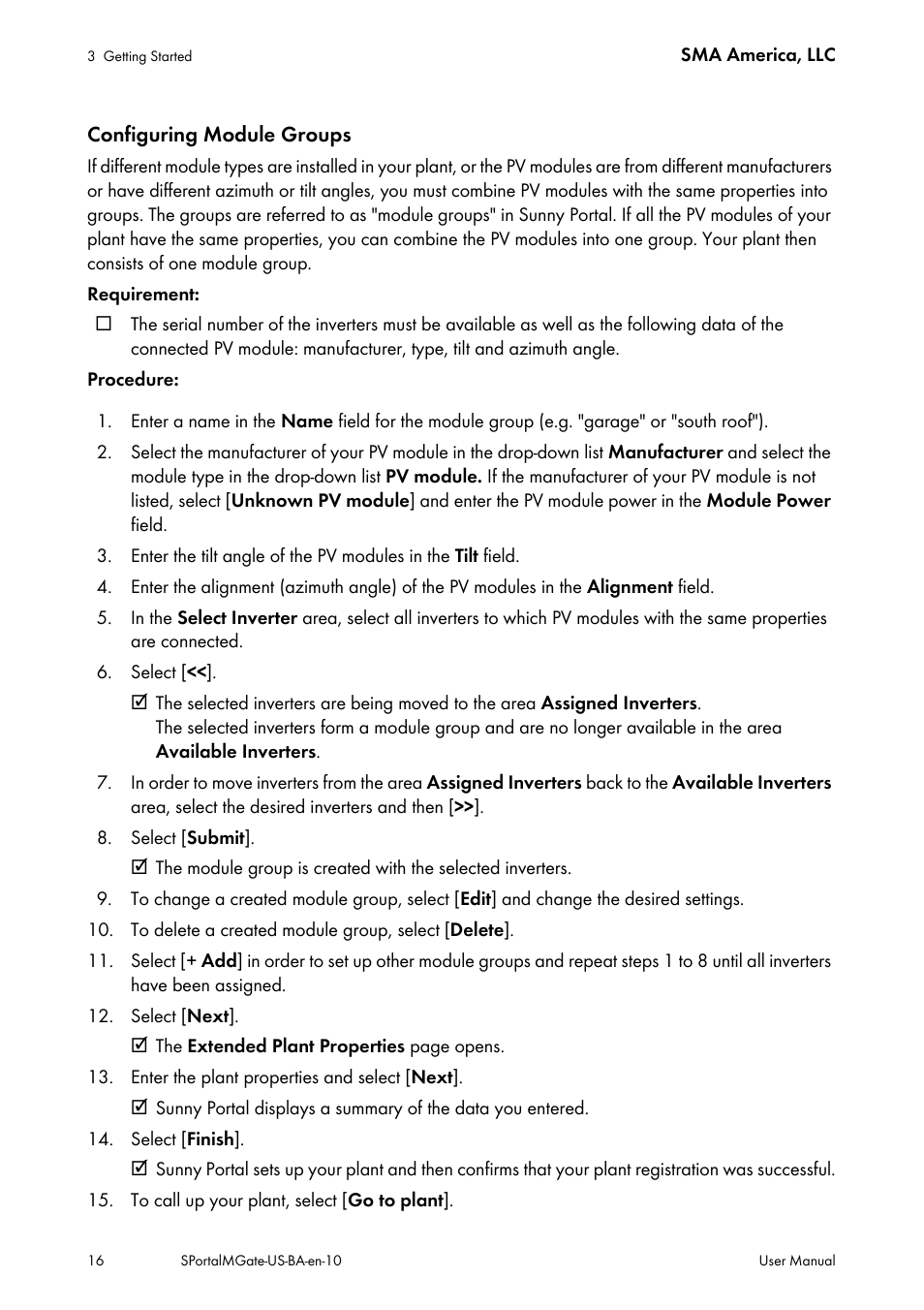 SMA SB 240-US-10 User Manual | Page 16 / 75