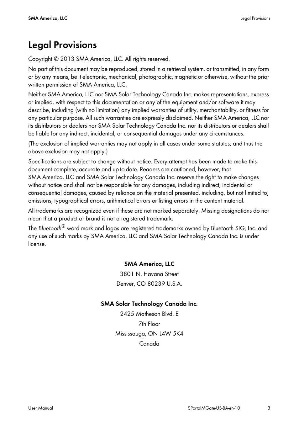 Legal provisions | SMA SB 240-US-10 User Manual | Page 3 / 75