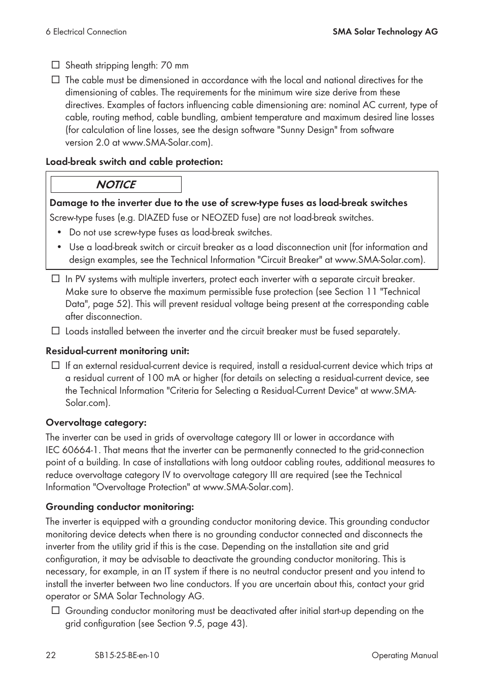 SMA SB 1.5-1VL-40 User Manual | Page 22 / 60