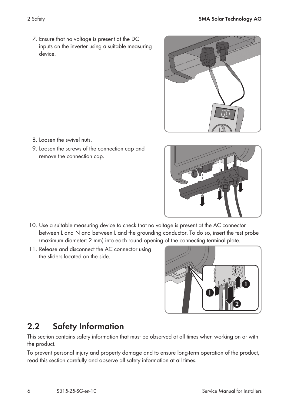 2 safety information, Safety information | SMA SB 1.5-1VL-40 Service Manual User Manual | Page 6 / 36