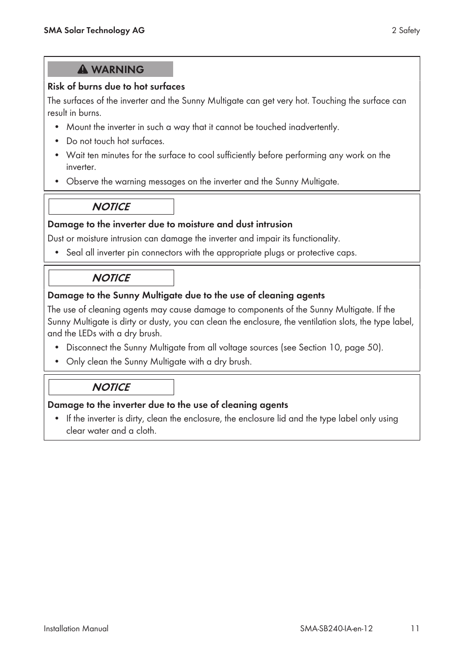 SMA SB 240 User Manual | Page 11 / 78