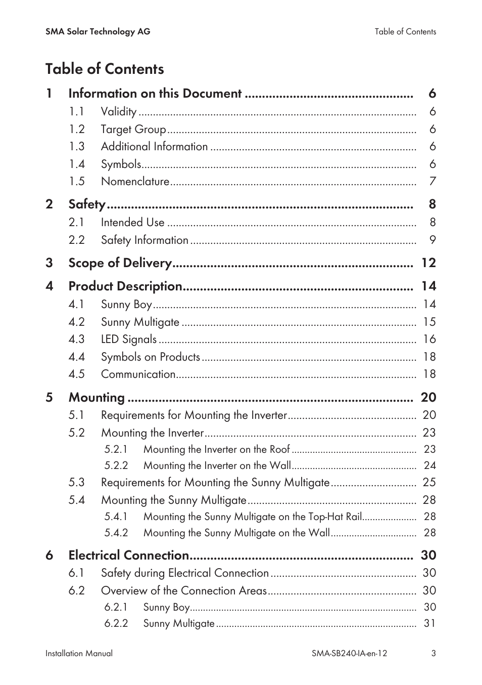 SMA SB 240 User Manual | Page 3 / 78