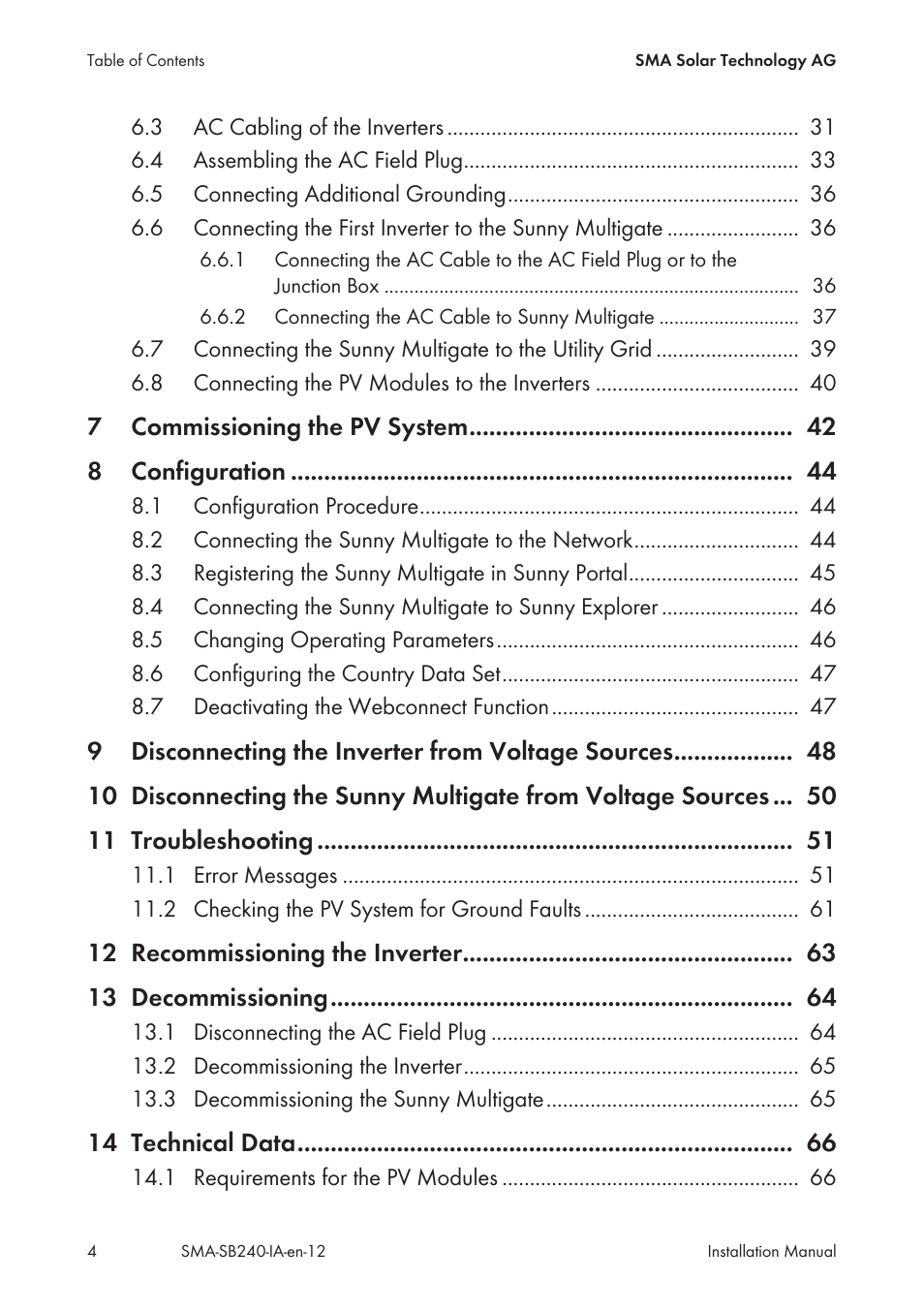 SMA SB 240 User Manual | Page 4 / 78