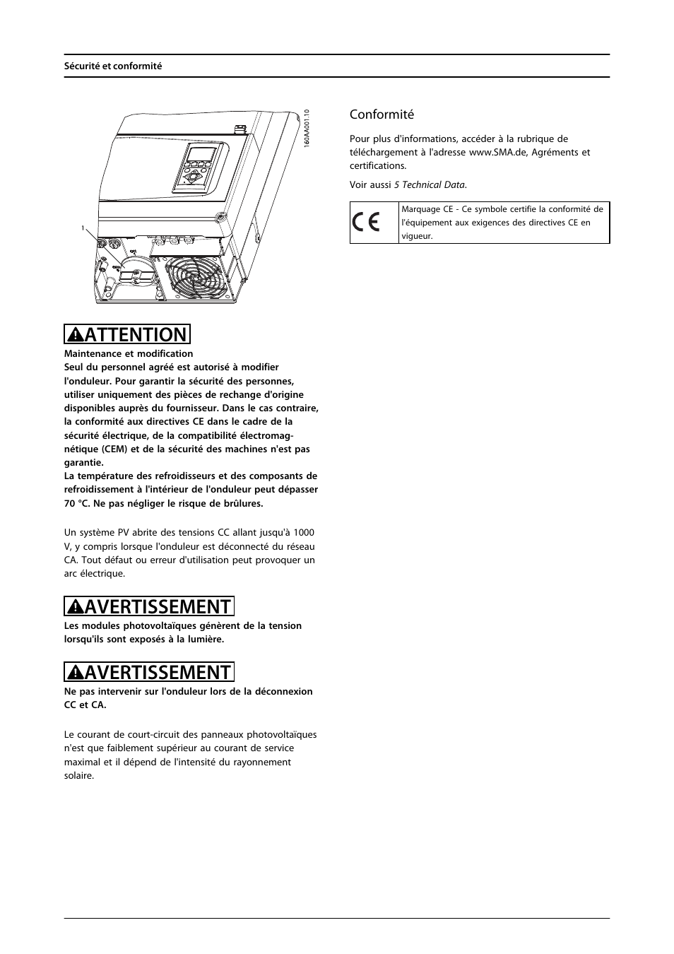 Attention, Avertissement | SMA FLX Series User Manual | Page 103 / 248