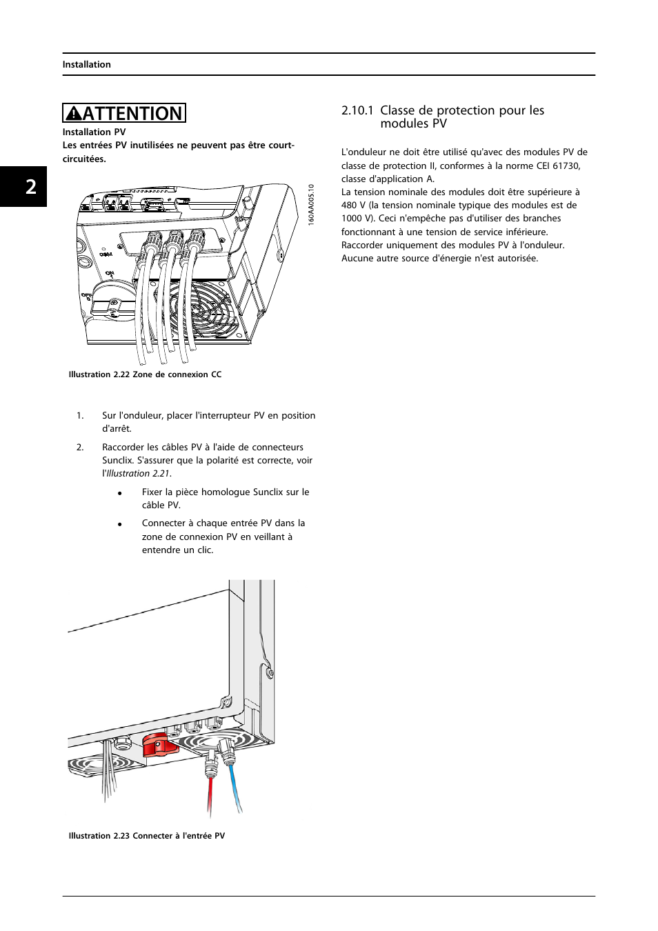 1 classe de protection pour les modules pv, Attention | SMA FLX Series User Manual | Page 117 / 248