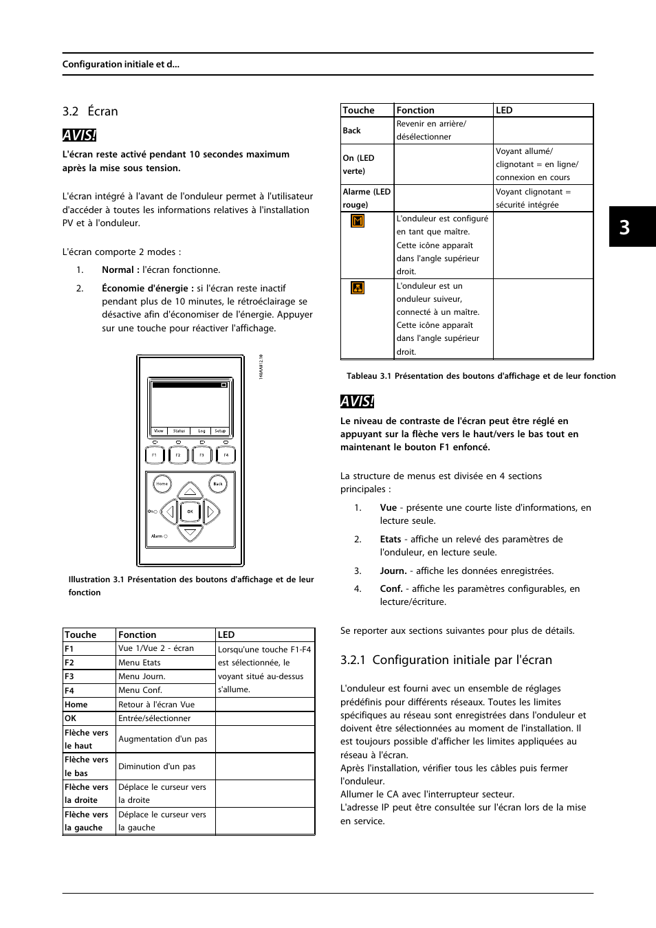 2 écran, 1 configuration initiale par l'écran, Avis | SMA FLX Series User Manual | Page 120 / 248