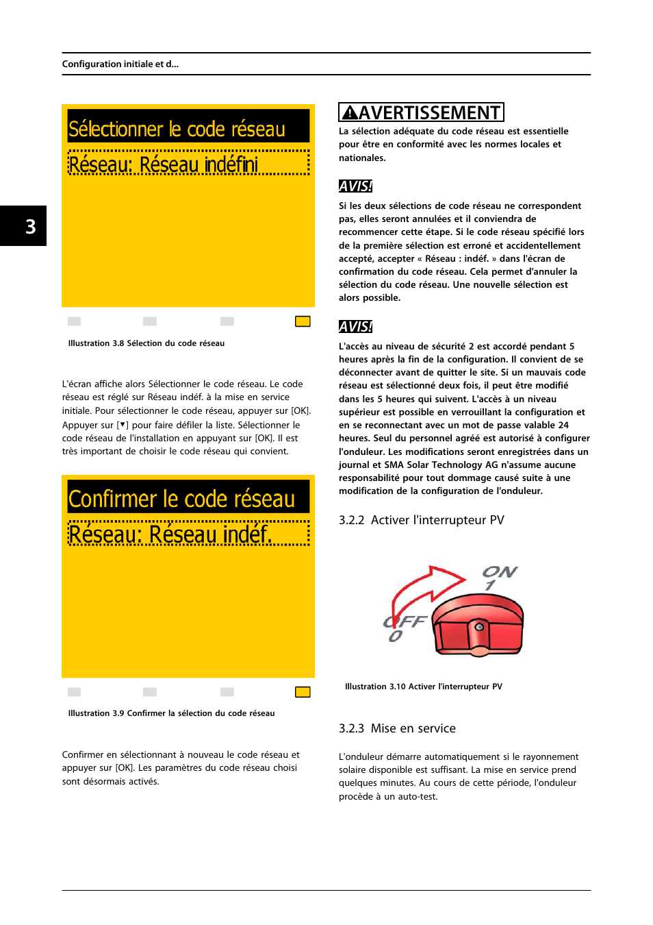2 activer l'interrupteur pv, 3 mise en service, Avertissement | Avis | SMA FLX Series User Manual | Page 123 / 248